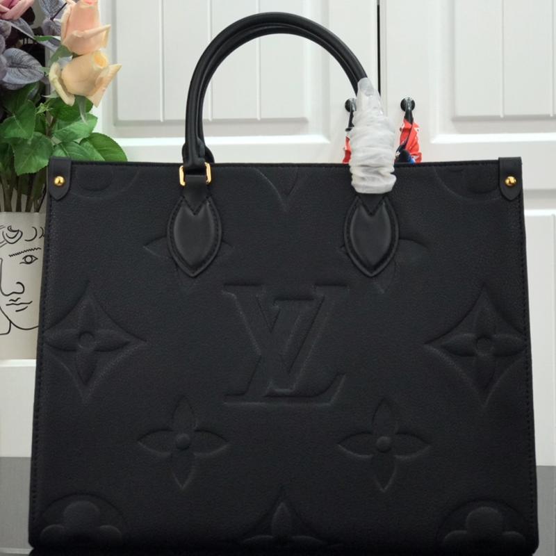 LV Handbags Tote Bags M45595 full leather embossed black